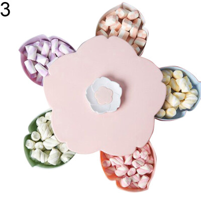 

Colorful Rotary Flower Shape Candy Box Dried Fruit Plate Food Storage Container