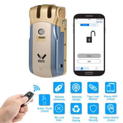 

WAFU WF-010U Wireless Security Invisible Keyless Entry Door Intelligent Lock Home Smart Remote Control Lock iOS Android APP Unlock