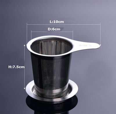 

Stainless Steel Tea Coffee Infuser Strainer with Drip Tray for Teapot Mug Cup Medium 75 mm