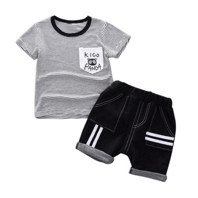 

Toddler Boy Clothes Set Summer T-shirt Casual Stripe Short Sleeve T-Short TopsShorts Fashion Outfits Set