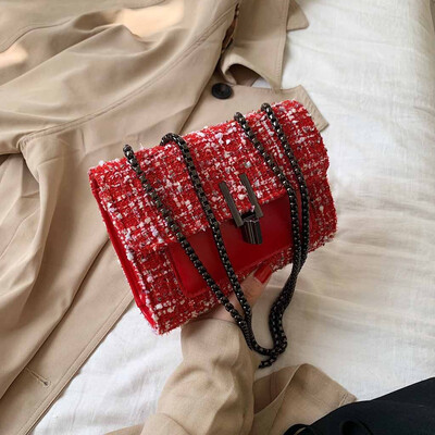 

Tailored Women New Fashion Messenger Bag Wool Shoulder Bag Trend Wild Small Square Bag