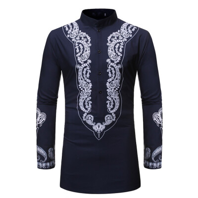 

Toponeto Mens Middle EasternStyle LongSleeved Jacket In Vintage Printing Fashion Blouse