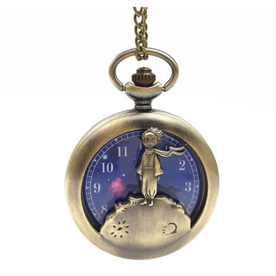

The Little Prince Bronze Quartz Pocket Watch Analog Pendant Necklace Women Planet Vintage Steampunk