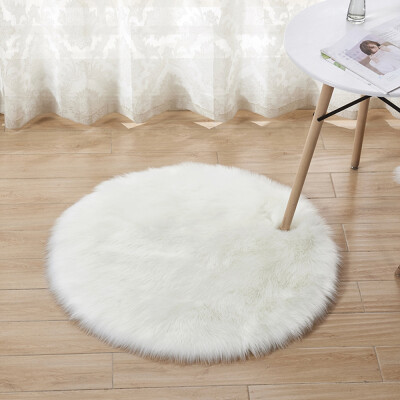 

Soft Plush Round Fluffy Rugs Artificial Wool Floor Mat Carpet Home Decor for Living Room Bedroom Kids Room