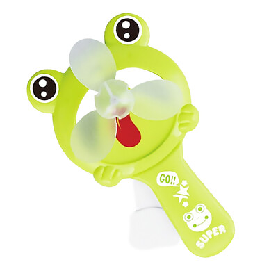 

Green Frog Pattern Three-blades Eco-friendly Hand Press Plastic Mini Fan Cool Summer Supply