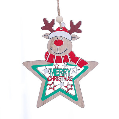 

Tailored Wooden star painted pendant Christmas tree decoration accessories hanging pieces