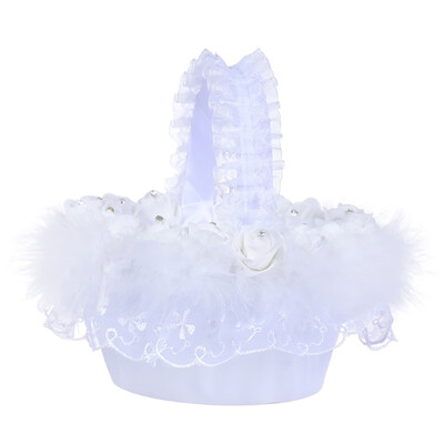 

Elegant Lace Flower Girl Basket Petals Bouquets Holder For Wedding Ceremony Party Decoration Flower Basket Best man Bridesmaid