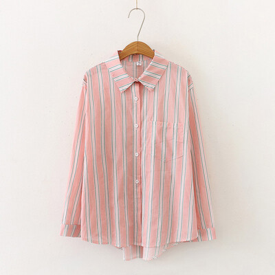 

Striped Women Tops&Blouses 2019 Long Sleeve Cotton Women Blouse Shirt Ladies Tops Blusas Blue Blouse Shirts with Pocket