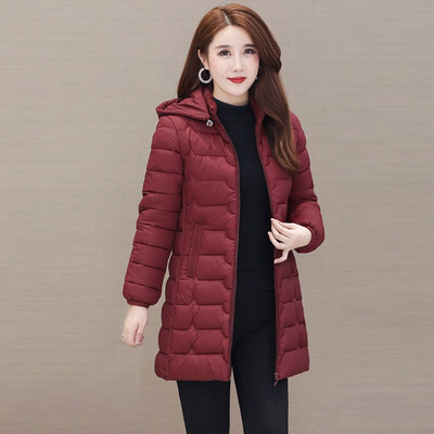 

Tailored Fashion Women Outerwear Long Sleeve Zipper Tops Hooded Button Cotton-padded Coat