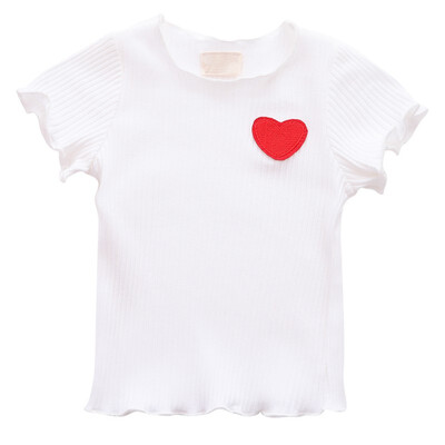 

New Baby Girls Summer Cotton Solid Print T-shirt Tops Blouse Short Sleeve Children Casual Tee Shirts