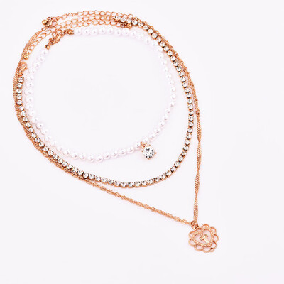

Best Gift Pendant Necklace Diamond Gold Heart Cross Boho Beautiful Jewelry Pearl Love Necklace