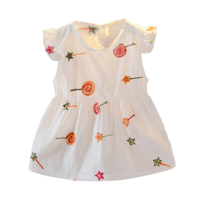 

Summer Baby Girls Dress Cute Floral Print Flare Sleeve Dress Cotton Kids Toddler Sleeveless Sundress