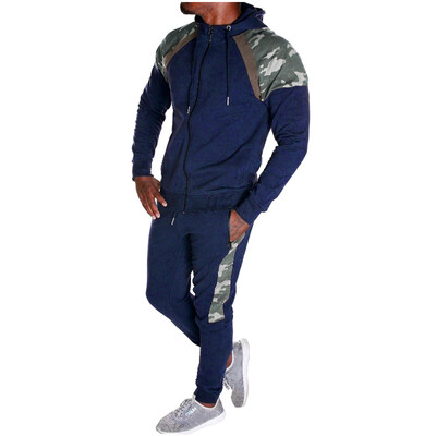 

Toponeto Mens Autumn Splicing Zipper Print Sweatshirt Top Pants Sets Sport Suit Tracksuit