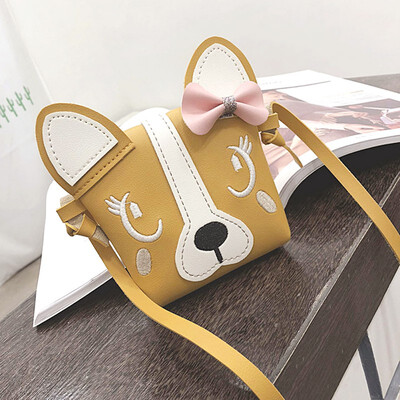 

Child Girl Cute Dog Bow Leather Backpacks Fashion PU Leather Crossbody Messenger Shoulder Bag Small Purse