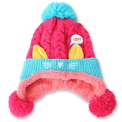 

Childrens winter cap kitten plus fluffy ear protection wool cap 5-24 months baby warm knit cap