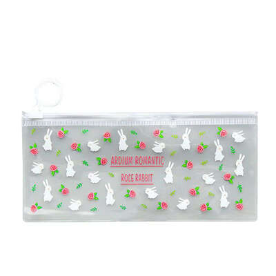 

Great Printing Floral Animal Transparent Big Pull Ring Sturdy Zipper PVC Stationery Bags Pen Holders