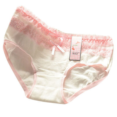 

Women Cotton Briefs Sexy Lace PantIes Bow Underwear Ladies Cute Underpants Calcinha 14 Colors