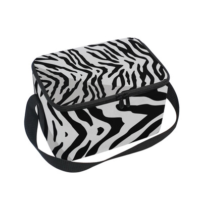 

ALAZA Insulated Lunch Box Black Leopard Print Lunch Bag for Men Women Portable Tote Bag Cooler Bag