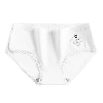 

Japanese Version No Trace Cotton Antibacterial Mid-waist Abdomen Lace Side Girls Underwear Briefs