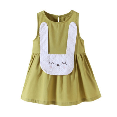 

Baby Dress Girl Clothes Cotton Blend Blouse Cotton Girl Sleeveless Dress Cartoon Rabbit Pattern Princess Party Dress