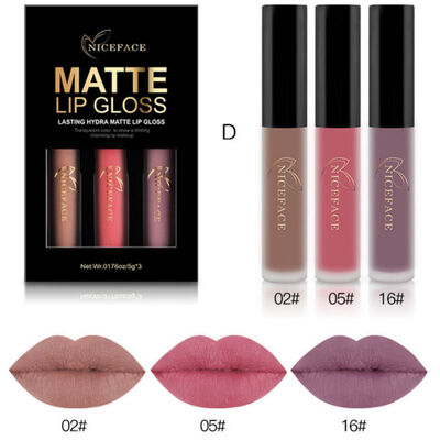 

3 ColorsSet Matte Liquid Lipsticks Make Up Pigments Sexy color New Matte Lip Gloss Makeup Kit