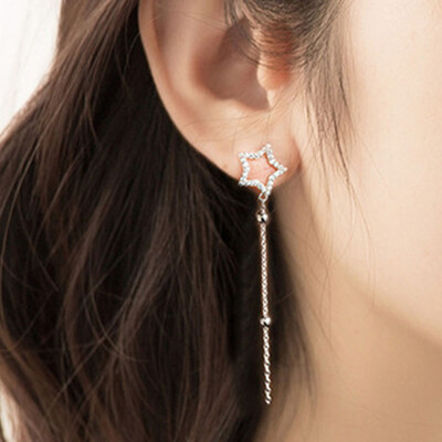 

Fashion Silver Plated Five-pointed Star Pendant Earrings