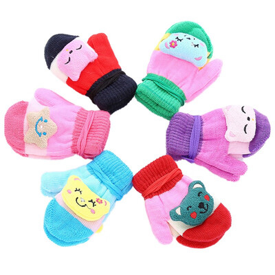 

Baby Mittens Colorful Cartoon Knit Warm Soft Cute Kids Gloves For Boys Girls