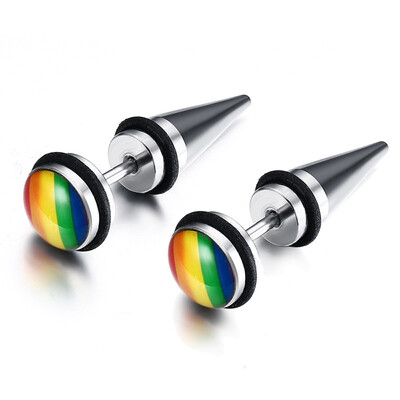 

Rainbow Earring Gay Pride Spike Stud Earrings for Men Women Stainless Steel Fashion Jewelry Brinco Aretes Punk Rock Gift