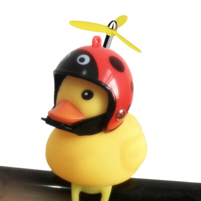 

1PC Cartoon Silica Little Duck Shape Bicycle Bells Shining Mountain Bike Handlebar Duck Bell Yellow Rotary Paddle Helmet Light Z