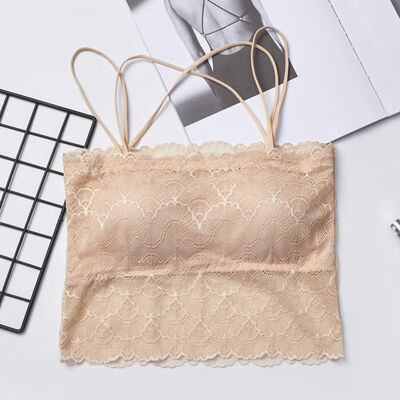 

Super Sexy Lace Anti-Light Camisoles Women Beauty Back Tank Top Hollow Out Solid Padded Underwear Breathable Wireless Lingerie