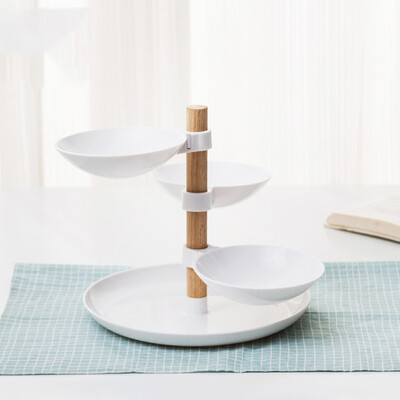

3 Rotating Box Fruit Plates Snack Dishes Cake Plate Candy Dish Tray Ceramic Dessert Plate Tableware Decoration
