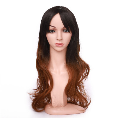 

Long Full Wig with Bangs Ombre Natural Wave Heat Resistant Synthetic Wig Dyeing Color Curly Wavy Cosplay Wigs Costume Dress