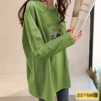 

Tailored Fashion Women Loose Cartoon Print Long Sleeve O-Neck Bottoming Shirt Casual Tops