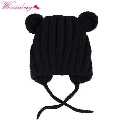 

Childrens hat Korean baby girls boys hat ear wool cap baby fall winter lace handmade