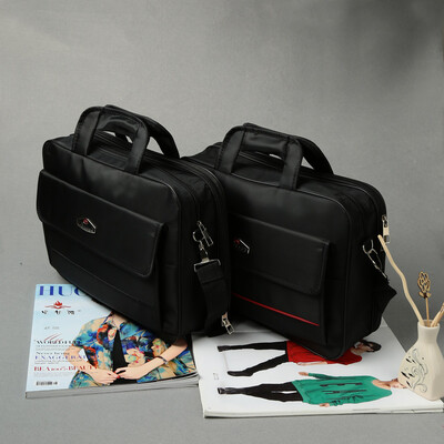 

New Oxford Laptop Bag Unisex Waterproof Dual Zippers Velcro Pocket Grab Handle Business Shoulder Bag Black1Black2
