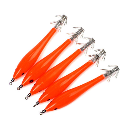 

5pcsset Fishing Bait Luminous Shrimp Squid Jigs Jigging Squid Trout Lure Squid Bait Artificial Wood Shrimp Hard Fishing Lure