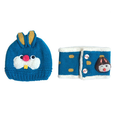 

Hat Scarf Sets Baby Winter Cap Rabbit Knit Beanie Bonnet Warm Hats for Children Neck Warmer Photography Props New