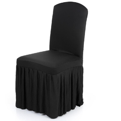

Pleated Solid Color Ruffled Stretchable Removable Washable Home Dining Chair Cover Spandex Seats Slipcover for Wedding Party Hotel