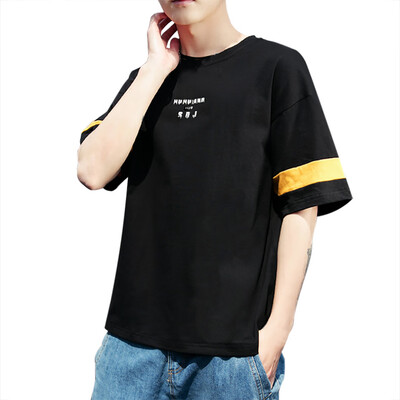 

Toponeto Mens Pure Color letter Printed Pattern Casual Fashion Lapel Short Sleeve shirt