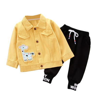 

Autumn Set Baby Boys Girls Long Sleeve Cartoon Print Jacket CoatPants Trouser Costume Casual Set