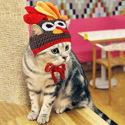 

Gobestart Christmas Hand made Cat&Dog Christmas Pet Thanksgiving Turkey Hat