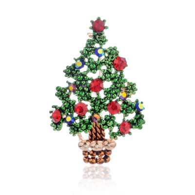 

Vintage Christmas Tree Deer Brooches Jewelry Gift For Women Rhinestone Brooch Pin Charm Accessories Jewelry
