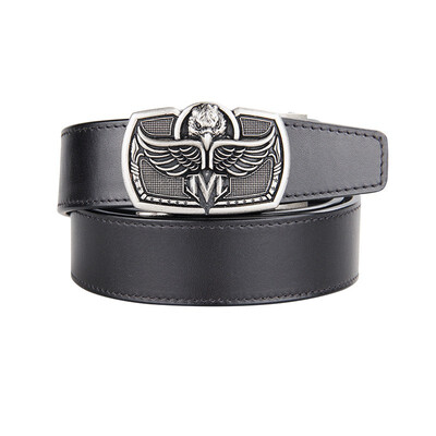 

BPSTAR Mens Automatic Buckle Genuine Leather Mens Ratchet Holeless Belt Business High Quality Mens Real Belt for Pants