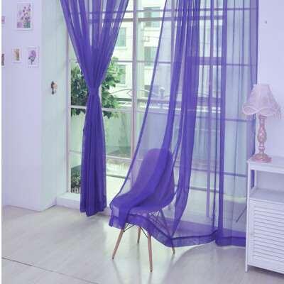 

Gobestart 1 PCS Pure Color Tulle Door Window Curtain Drape Panel Sheer Scarf Valances