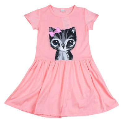 

Summer Baby Girl Dress Princess Casual Party Cat Print Dresses Kids Clothes