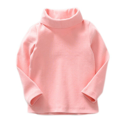 

New Candy Color Girls Clothes Kids Turtleneck T-shirt Fall Winter Solid Casual Pullover Cotton Clothes