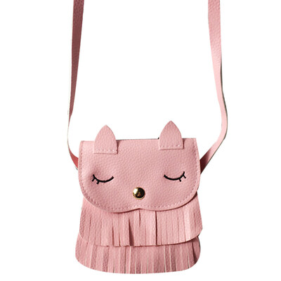 

Cute Child Girl Cartoon Cat Mini Coin Purse Faux Leather Crossbody Shoulder Bag