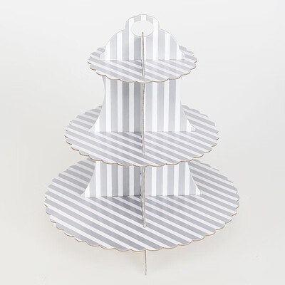 

3-Tier Round Cardboard Cupcake Stand Pastry Serving Platter Party Dessert Tower
