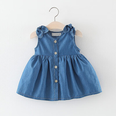 

Summer Lovely Baby Girls Casual Denim Dress Kids Toddler Princess Sundress