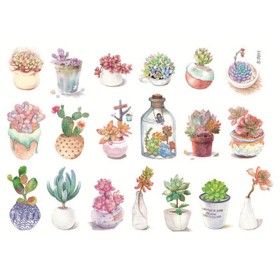 

3 Sheets Succulent Plants Mini Label Sticker Decoration DIY Diary Scrapbooking